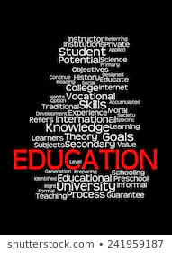 Education and school vision on black background