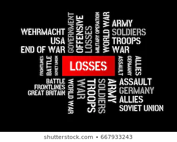  - LOSSES - image with words associated with the topic WORLD WAR, word cloud, cube, letter, image, illustration